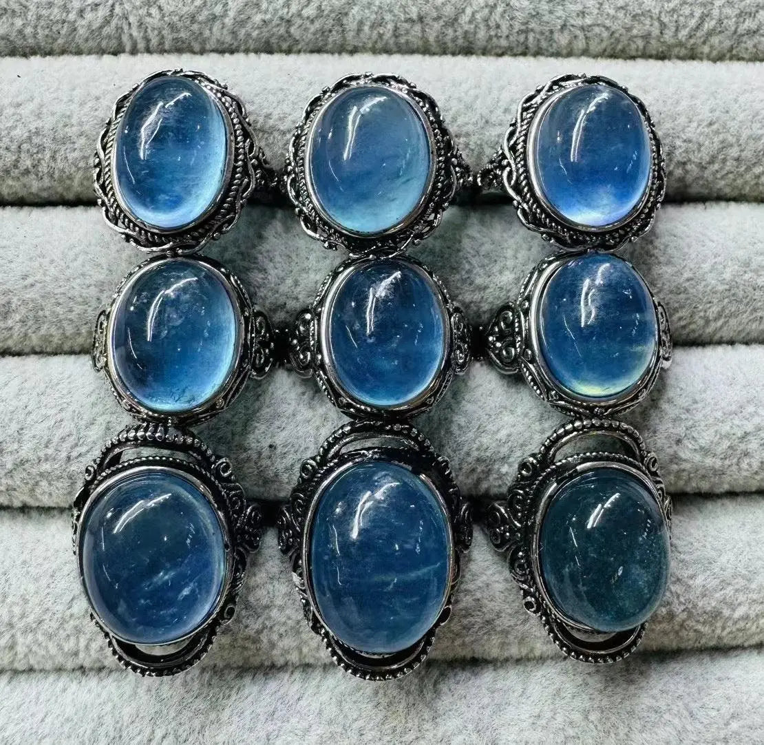 Natural Devil Blue Ocean Blue Ring for Unique Style yaqinjia Arts and Crafts