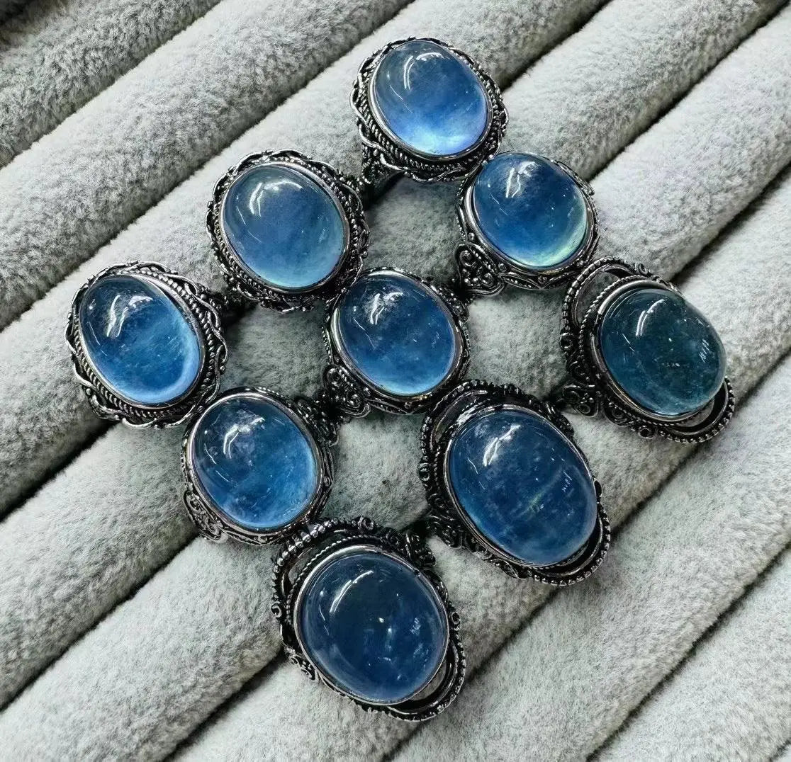 Natural Devil Blue Ocean Blue Ring for Unique Style yaqinjia Arts and Crafts