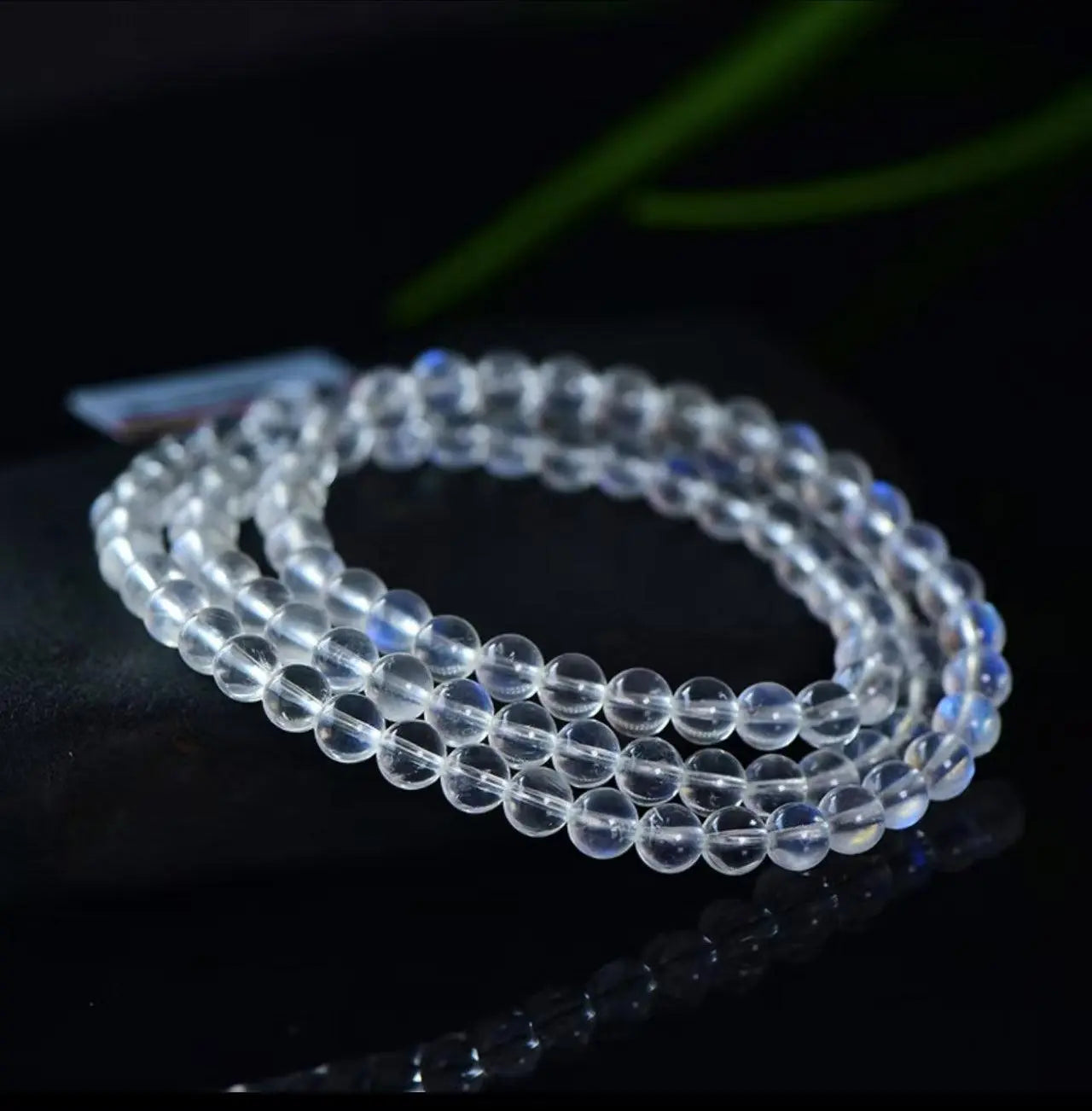 Natural Crystal Blue Moonstone Hand String Three Circles Bracelet xuyuan