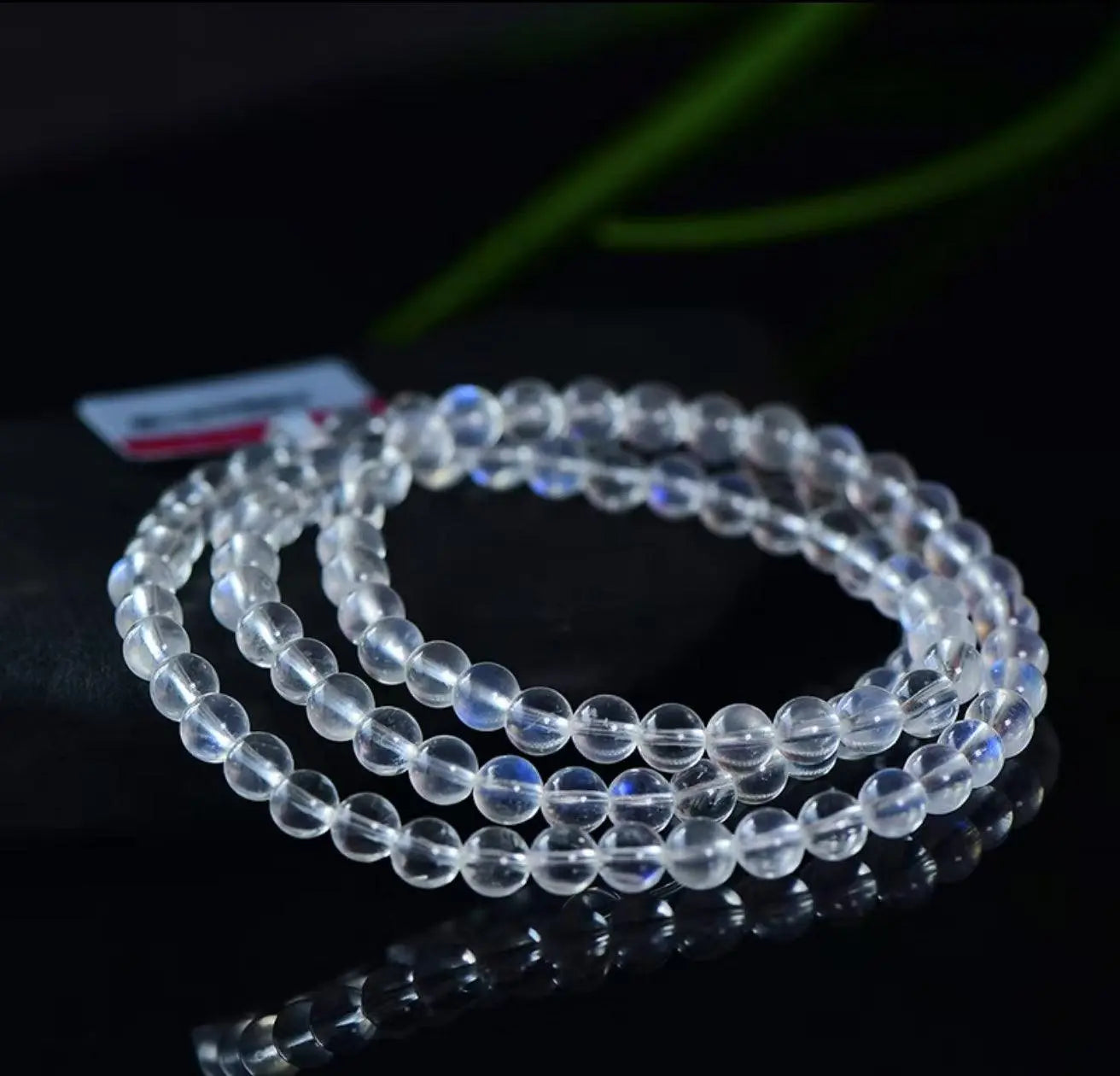 Natural Crystal Blue Moonstone Hand String Three Circles Bracelet xuyuan