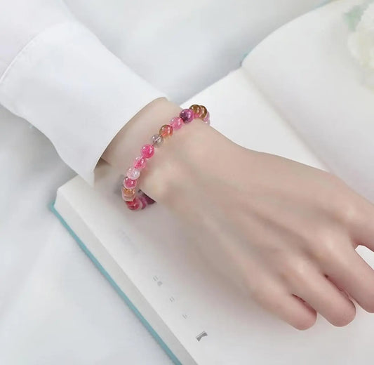 Natural Tourmaline Bracelet Candy Powder Watermelon Tourmaline xuyuan