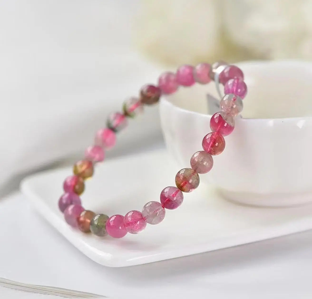 Natural Tourmaline Bracelet Candy Powder Watermelon Tourmaline xuyuan