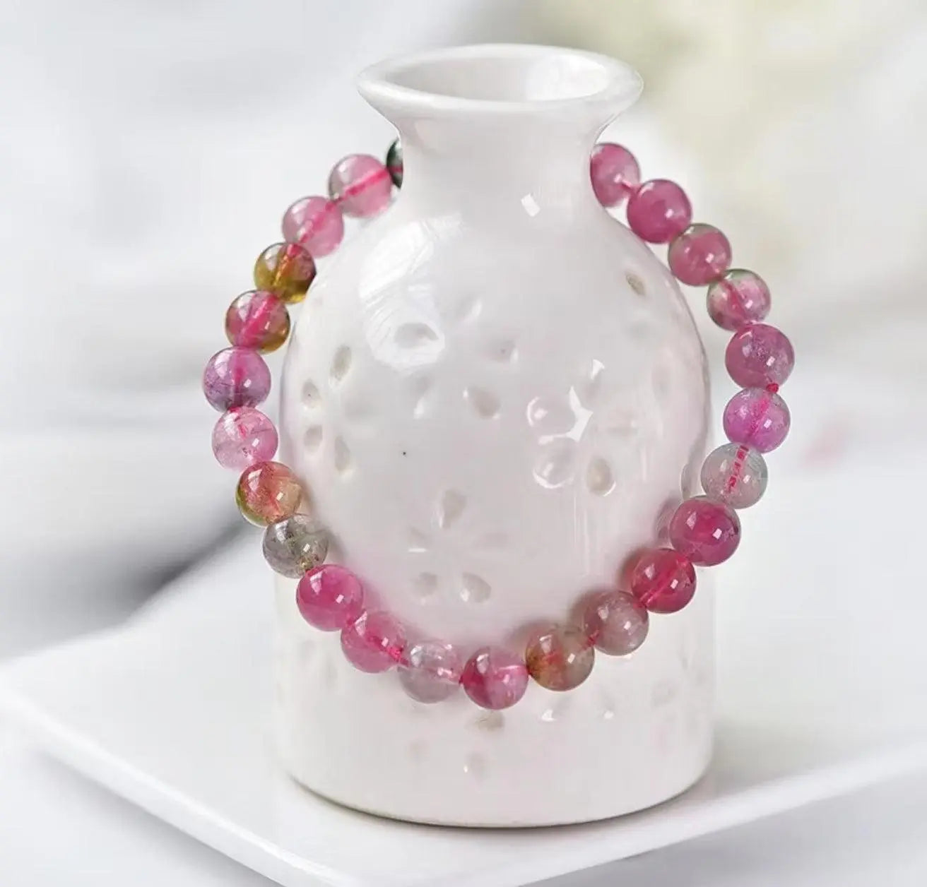 Natural Tourmaline Bracelet Candy Powder Watermelon Tourmaline xuyuan