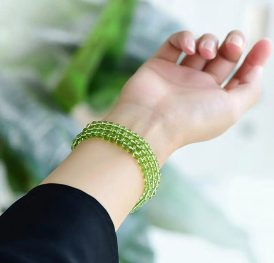 Natural Crystal Collection Olive Green Multi-Circle Bracelet xuyuan