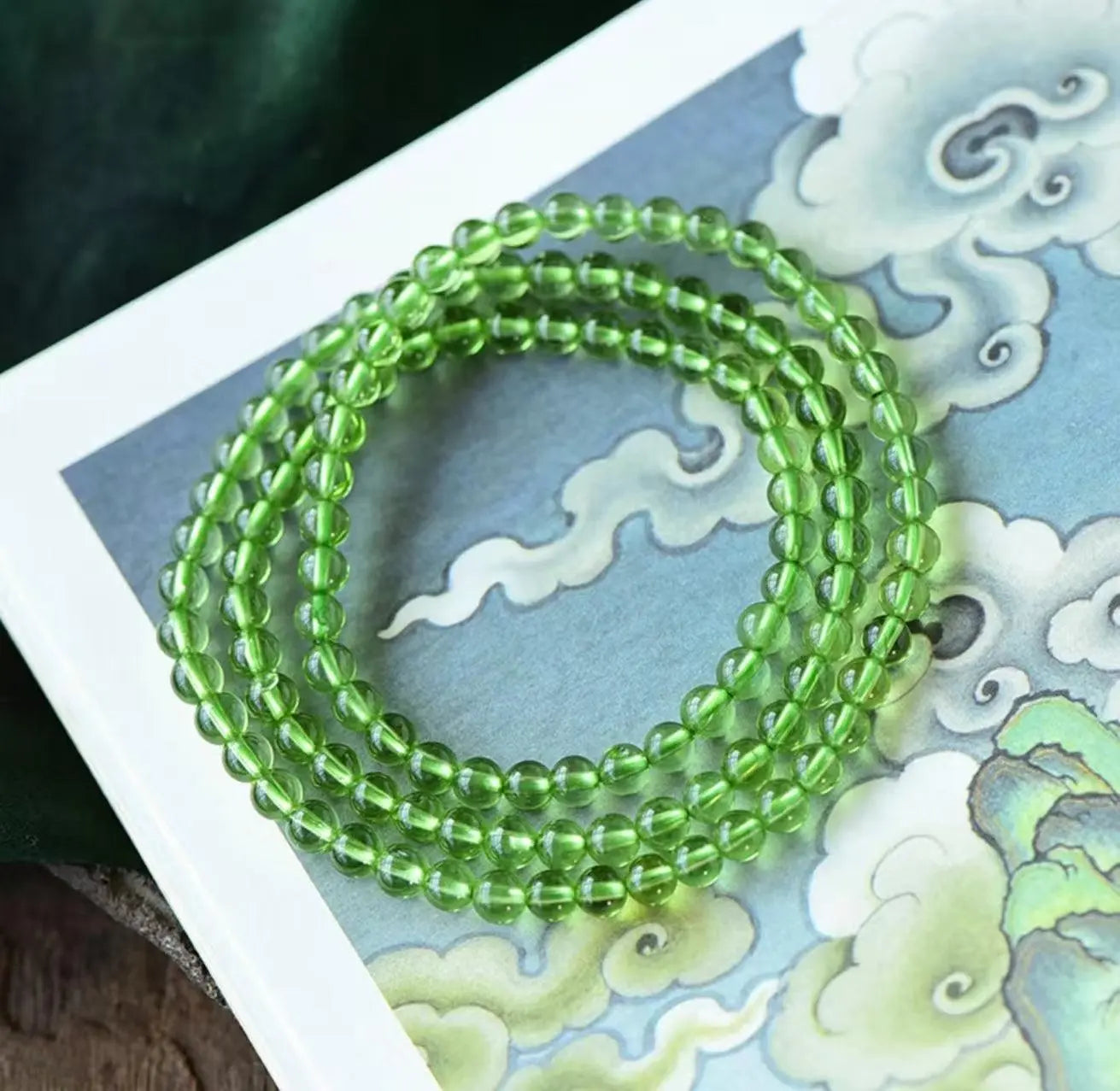 Natural Crystal Collection Olive Green Multi-Circle Bracelet xuyuan