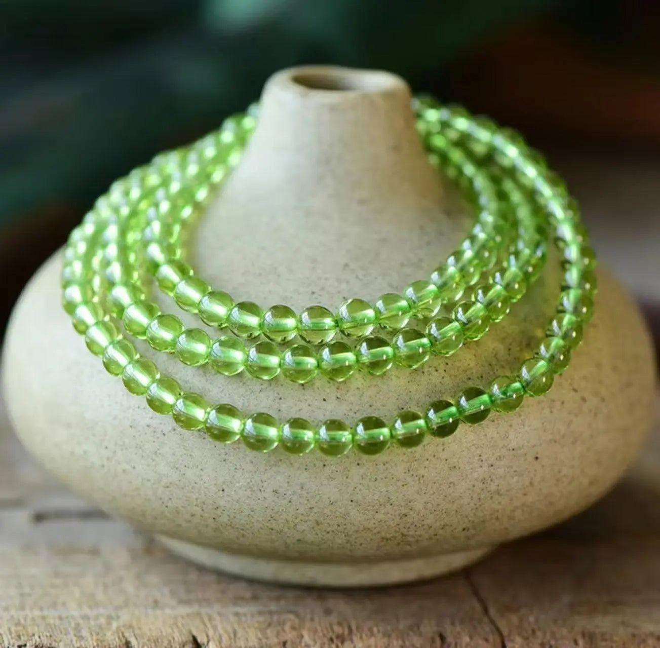 Natural Crystal Collection Olive Green Multi-Circle Bracelet xuyuan