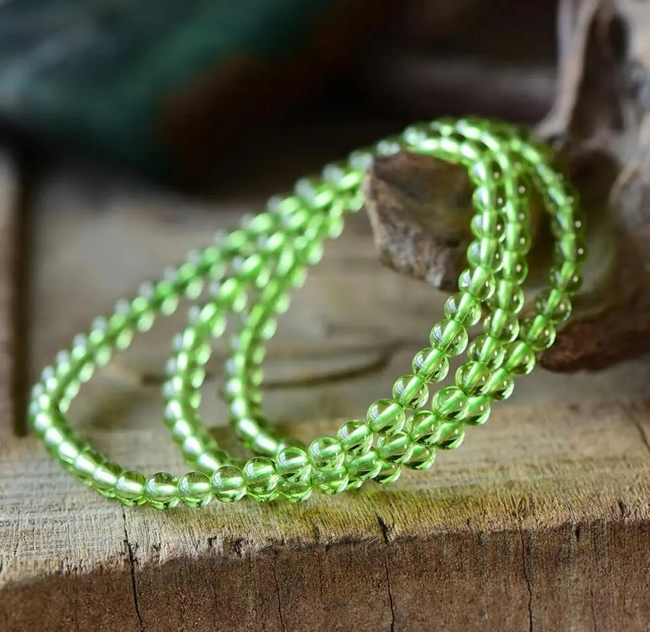 Natural Crystal Collection Olive Green Multi-Circle Bracelet xuyuan