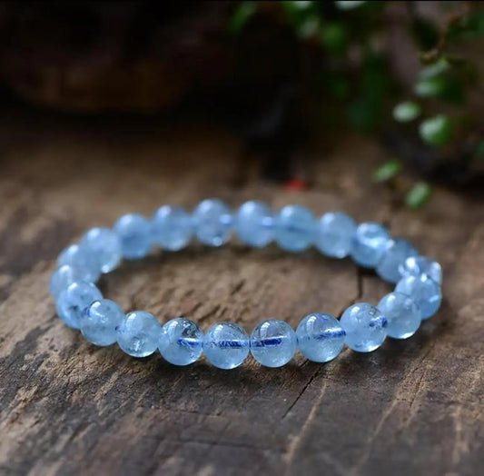 Natural Aquamarine Bracelet Aquamarine Bead Bracelet Elegant xuyuan