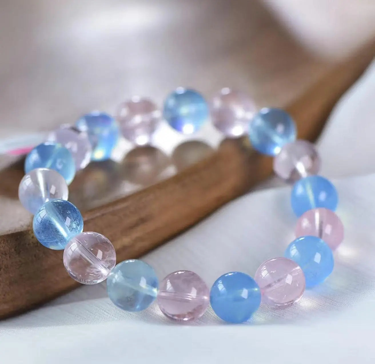 Natural Morgan Stone Blue Powder Crystal Bracelet Gift xuyuan