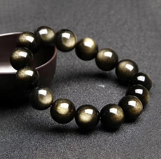 Elegant Gold Obsidian Single-Loop Bracelet for Stylish Wear xuyuan