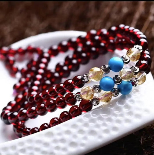 Garnet Elegance Multi-Circle Bracelet for Sophisticated Style xuyuan