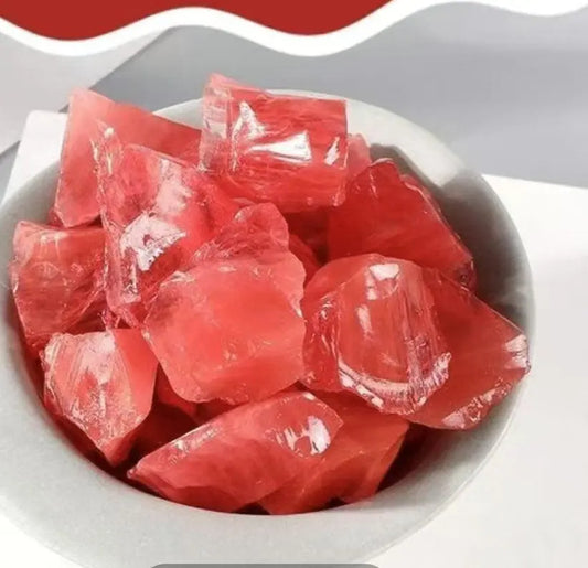 Raw Red Crystal Stone | Natural Unpolished Healing Specimen with Deep Red Hue Beihe Arts and Crafts