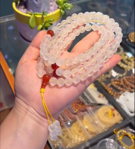 Serenity Buddha Bead Bracelet with Engraved Hand Zen Character Spring shock crystal