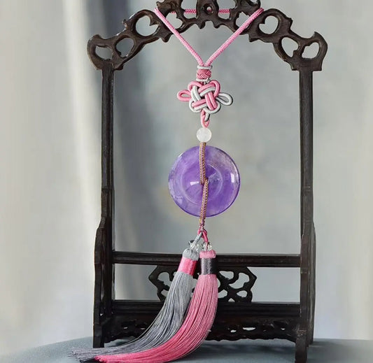 Natural Amethyst Hanging Ornament Fu Lu Shou Buckle Car xuyuan