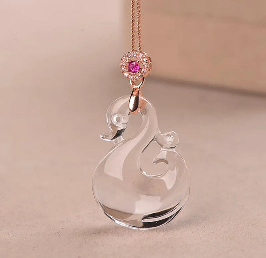 Natural Crystal Cygnet White Crystal Pendant Women's Necklace xuyuan