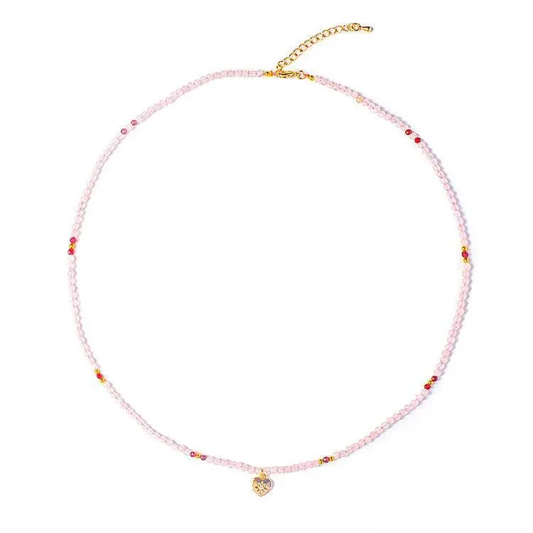 Gold Quartz Heart Pendant Necklace - Natural Crystal Jewelry Gift for Women Crystal Country Arts and Crafts