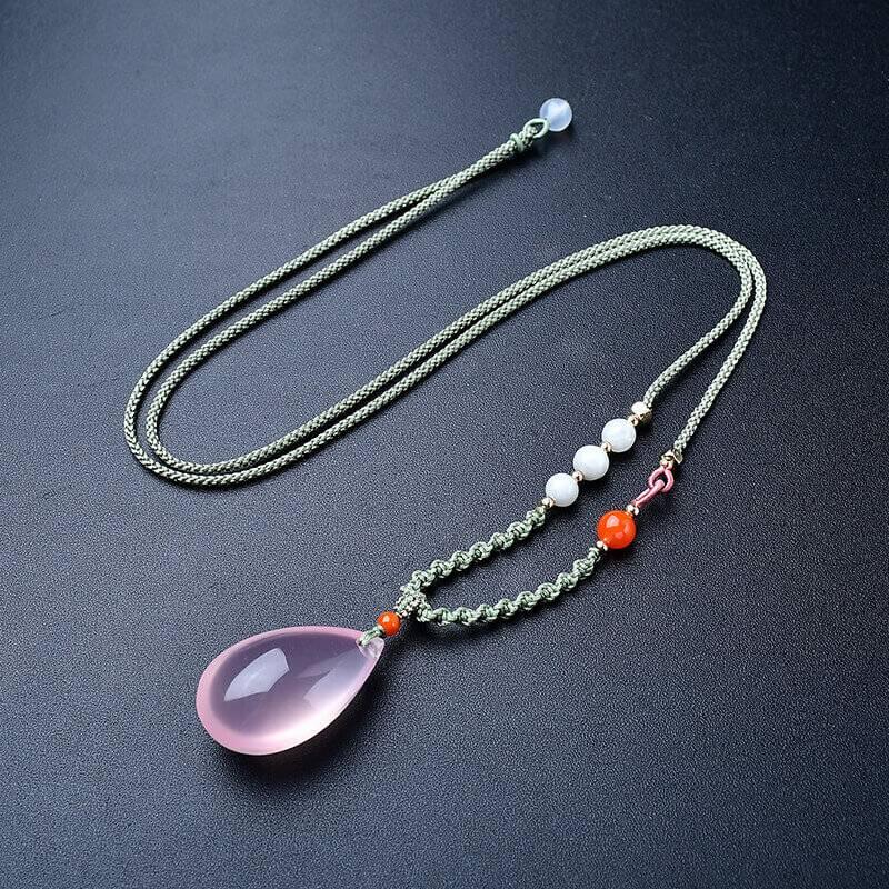 Pink Teardrop Crystal Bracelet - Adjustable Pendant Gift for Girlfriend, Ladies & Daughter Necklace Crystal Country Arts and Crafts