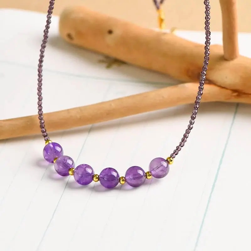 Amethyst Necklace Clavicle Chain for Elegant Style Crystal Country Arts and Crafts
