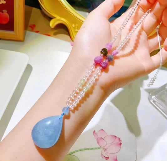 Natural Aquamarine Teardrop Necklace - Healing Aquamarine Jewelry SHINECRYS Arts and Crafts