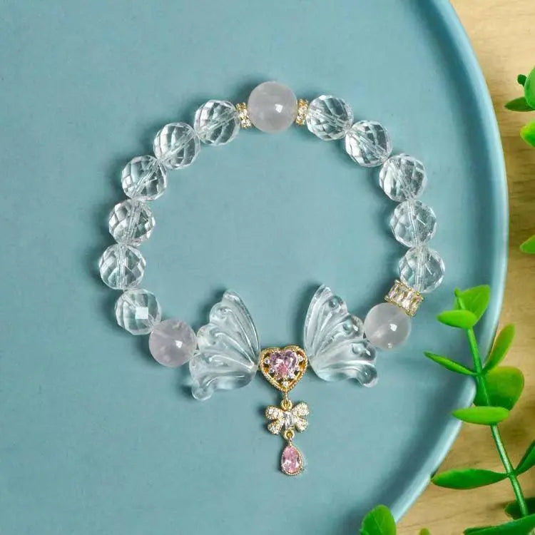 Elegant White Crystal Butterfly Single Loop Bracelet Fashion Crystal Country Arts and Crafts