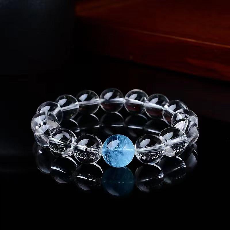 Star Style White Crystal Sea Blue Treasure Bracelet 8-12mm xiaoya