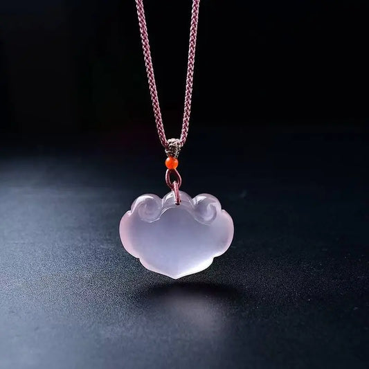 Natural Powder Crystal Ruyi Lock Pendant for Good Luck SHINECRYS Arts and Crafts