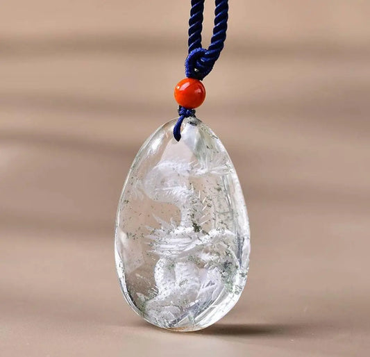 Clear Quartz Crystal Pendant Necklace with Red Bead SHINECRYS Arts and Crafts