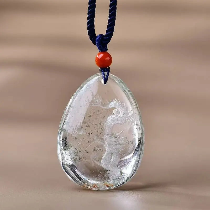 Clear Quartz Crystal Pendant Necklace with Red Bead SHINECRYS Arts and Crafts