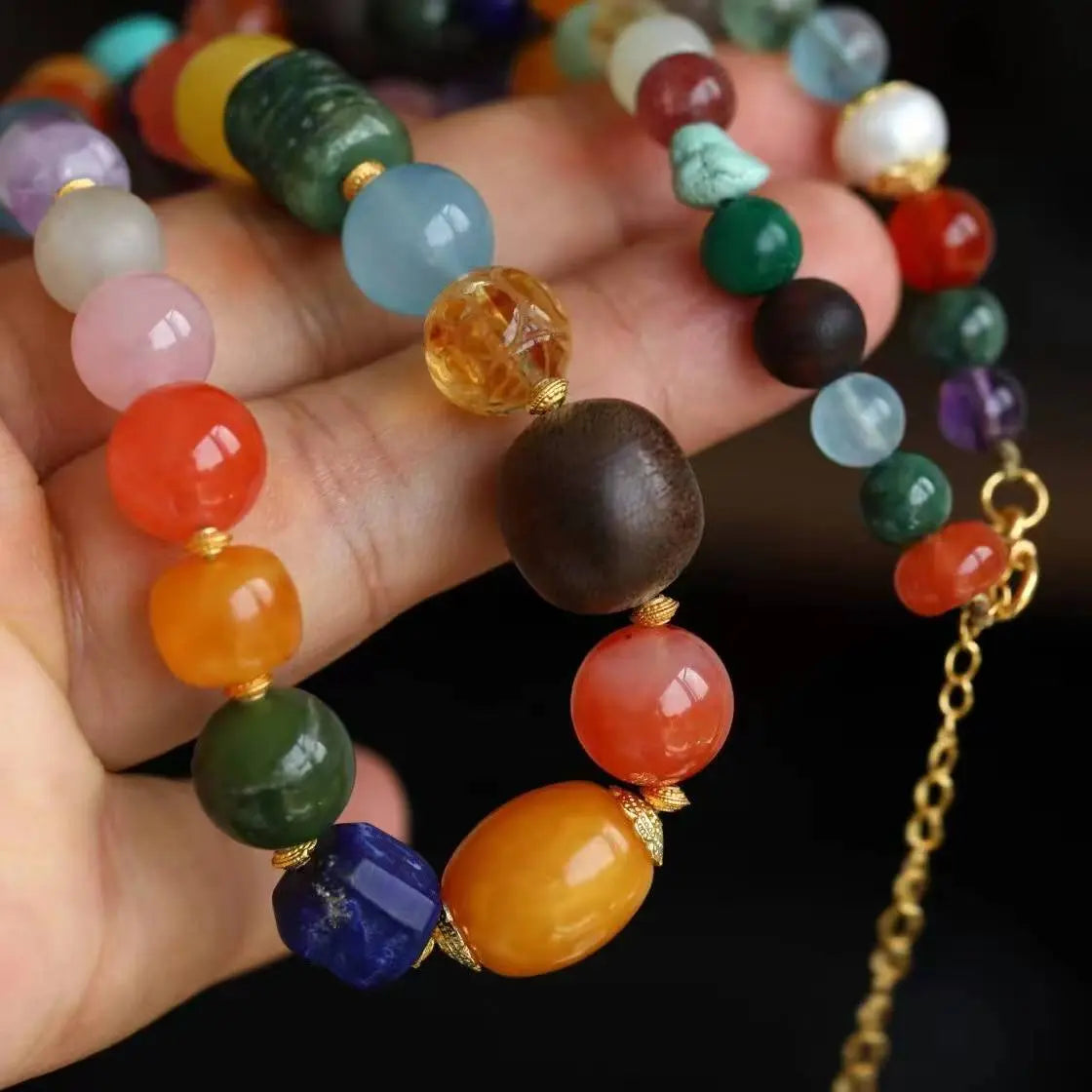 Colorful Retro Glamour Beaded Necklace SHINECRYS Arts and Crafts