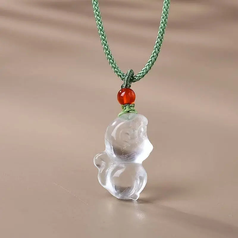 Design Natural White Crystal Zodiac Monkey Pendant Green SHINECRYS Arts and Crafts