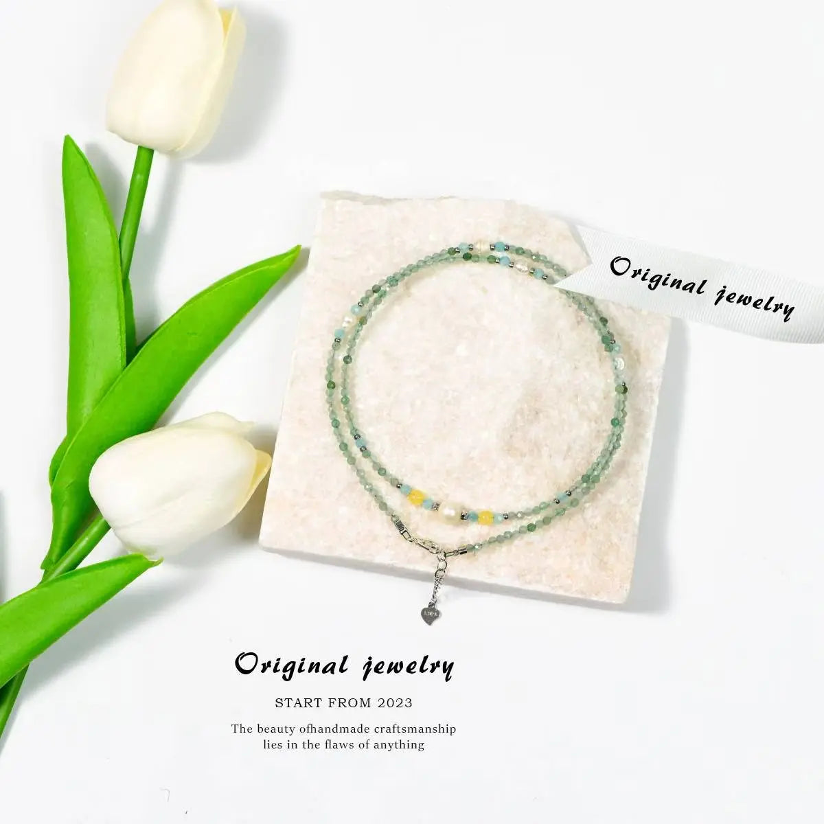 Dainty Light Colors Green Necklace for Gentle Souls SHINECRYS Arts and Crafts