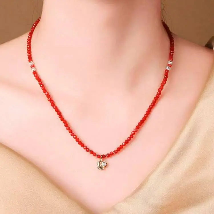 Red Agate Necklace - Radiation Balance for Well-Being SHINECRYS Arts and Crafts