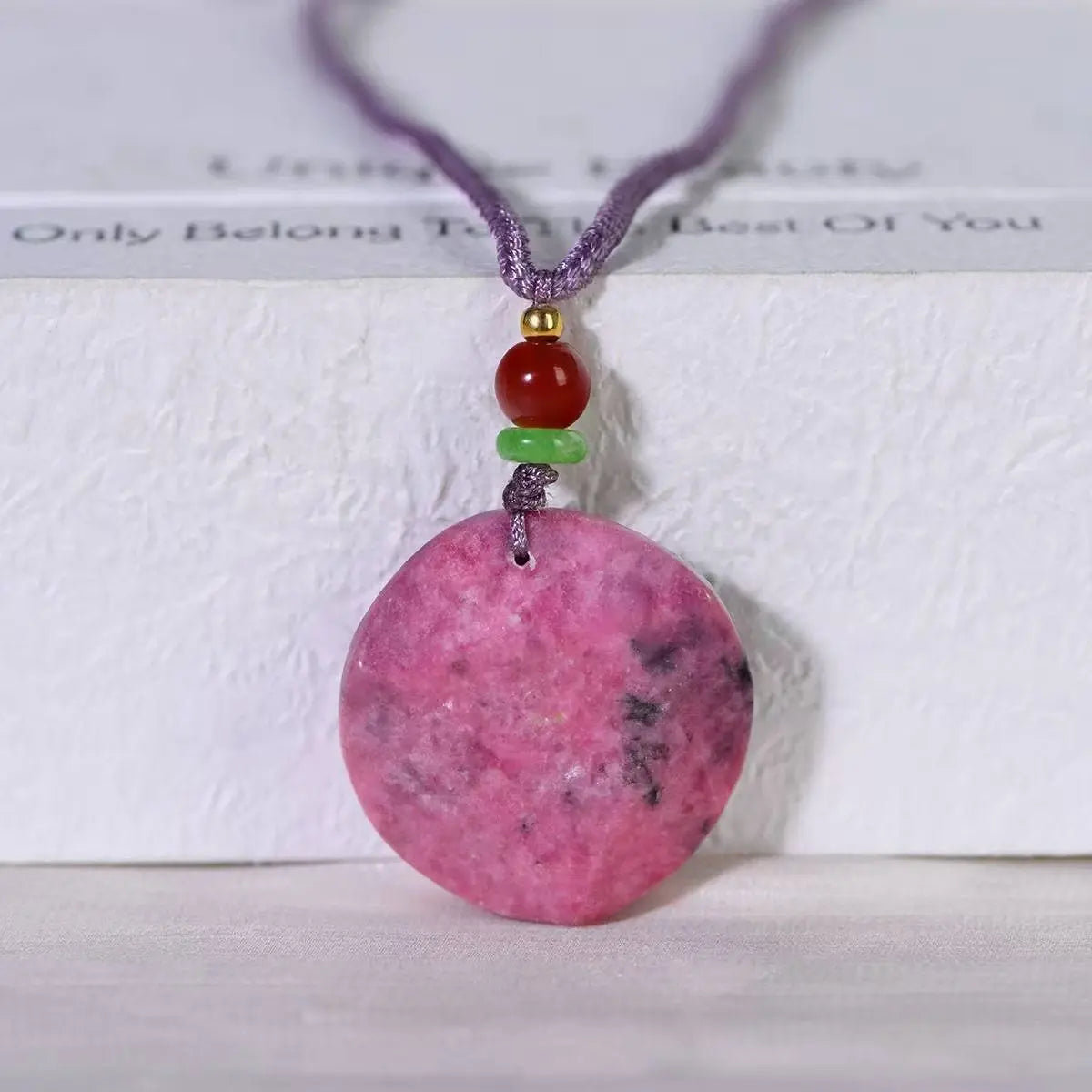 Rosestone Pendant in Soft Pink Hues for Elegant Style SHINECRYS Arts and Crafts