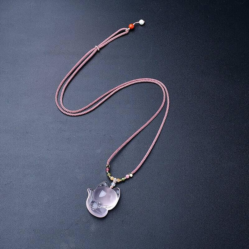 Fox Purple Crystal Pendant Bracelet - Adjustable Braided Rope Crystal Necklace Crystal Country Arts and Crafts