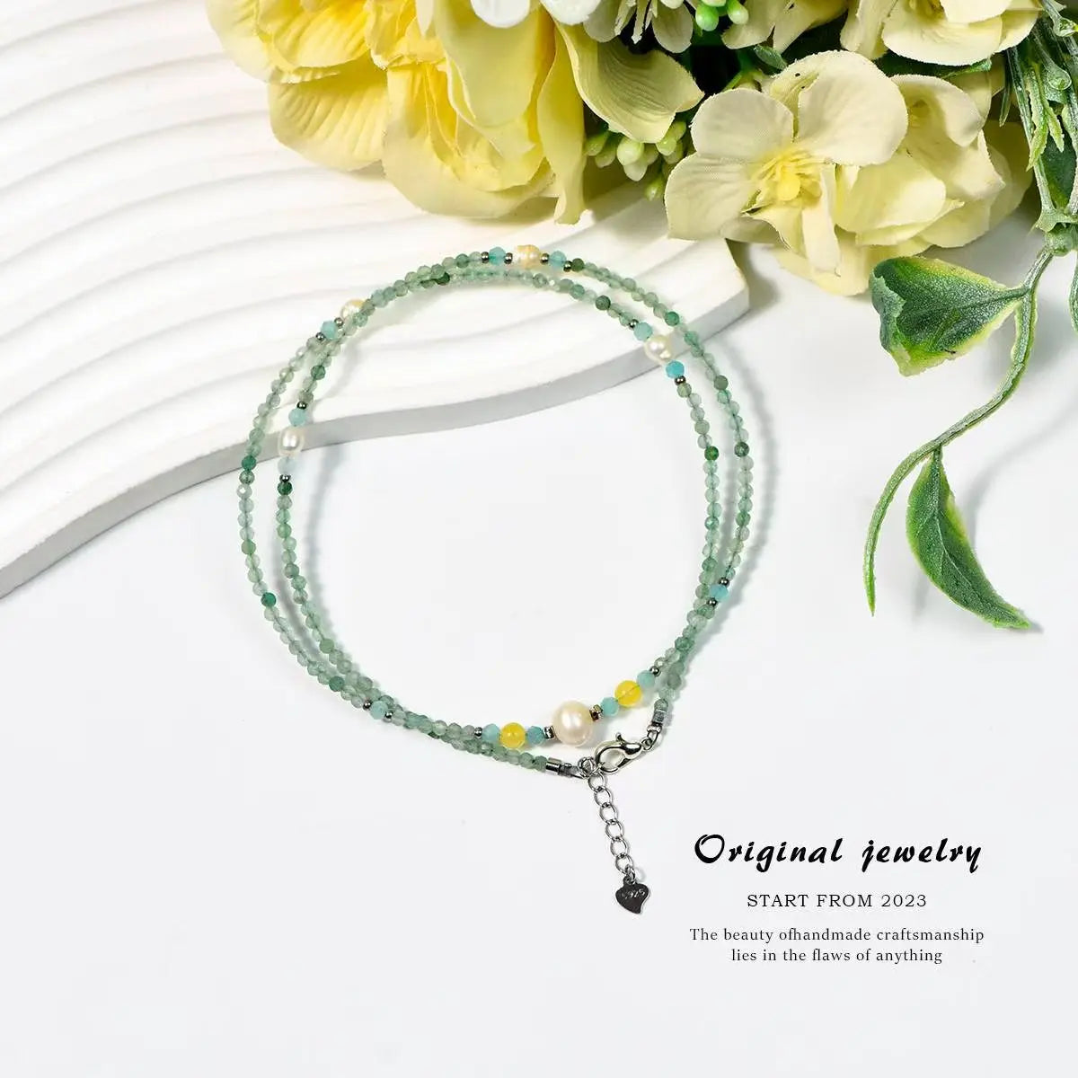 Dainty Light Colors Green Necklace for Gentle Souls SHINECRYS Arts and Crafts