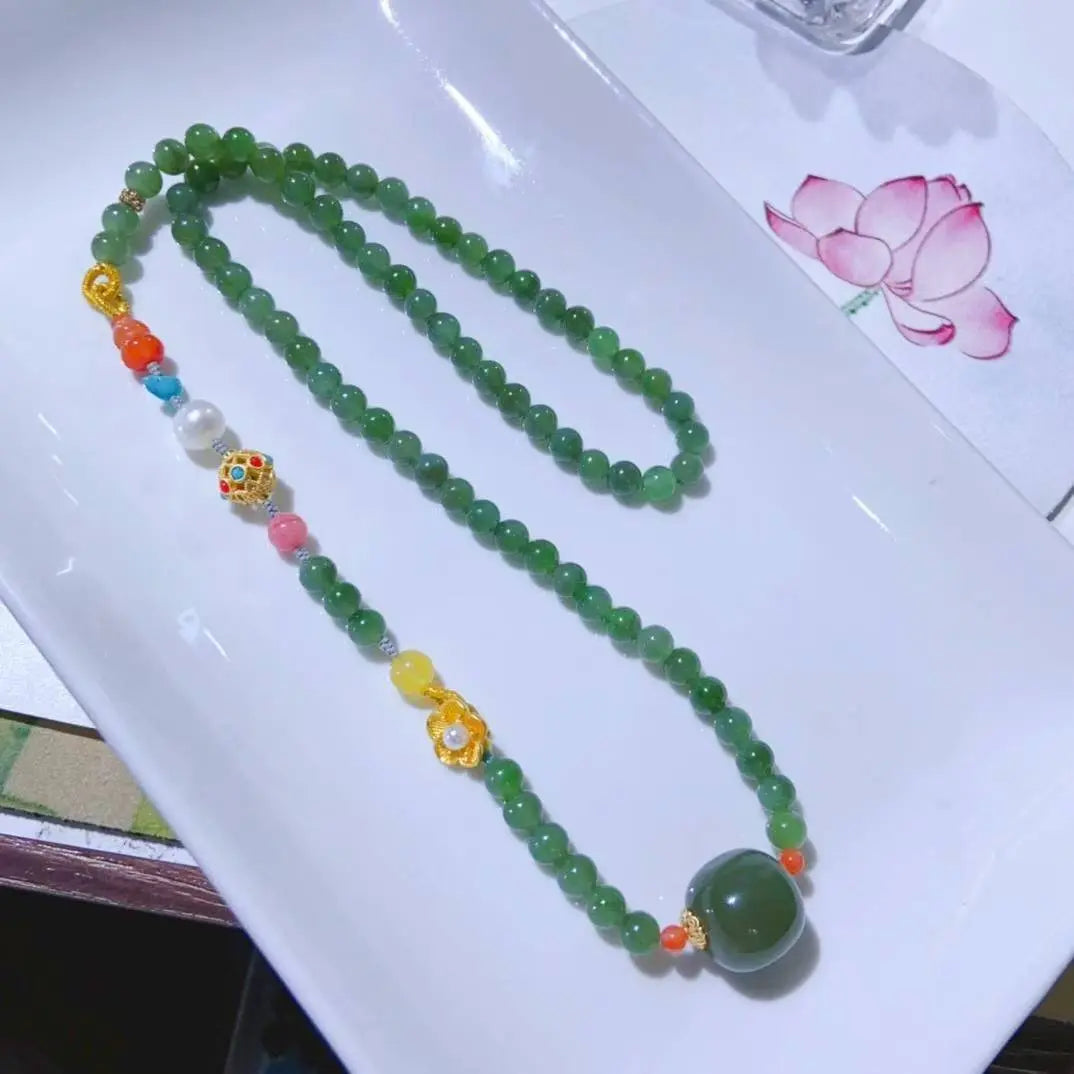 Green Jade Good Luck Charm Necklace SHINECRYS Arts and Crafts