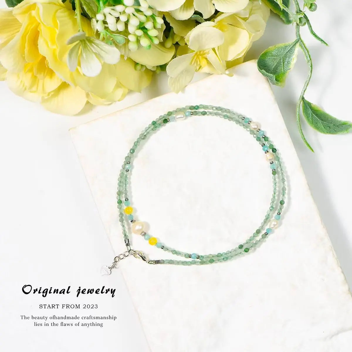Dainty Light Colors Green Necklace for Gentle Souls SHINECRYS Arts and Crafts