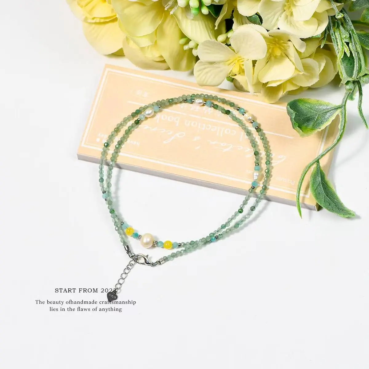 Dainty Light Colors Green Necklace for Gentle Souls SHINECRYS Arts and Crafts