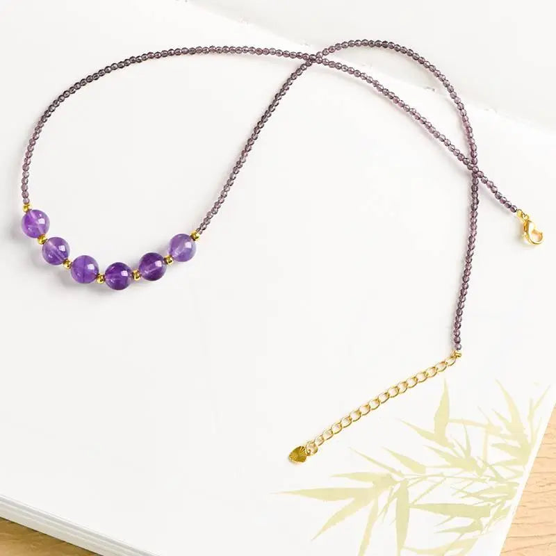 Amethyst Necklace Clavicle Chain for Elegant Style Crystal Country Arts and Crafts