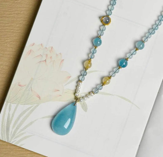 Elegant Pendant Necklace with Jade, Beads, and Pearls - Lucky Energy & Personalized Charm SHINECRYS Arts and Crafts