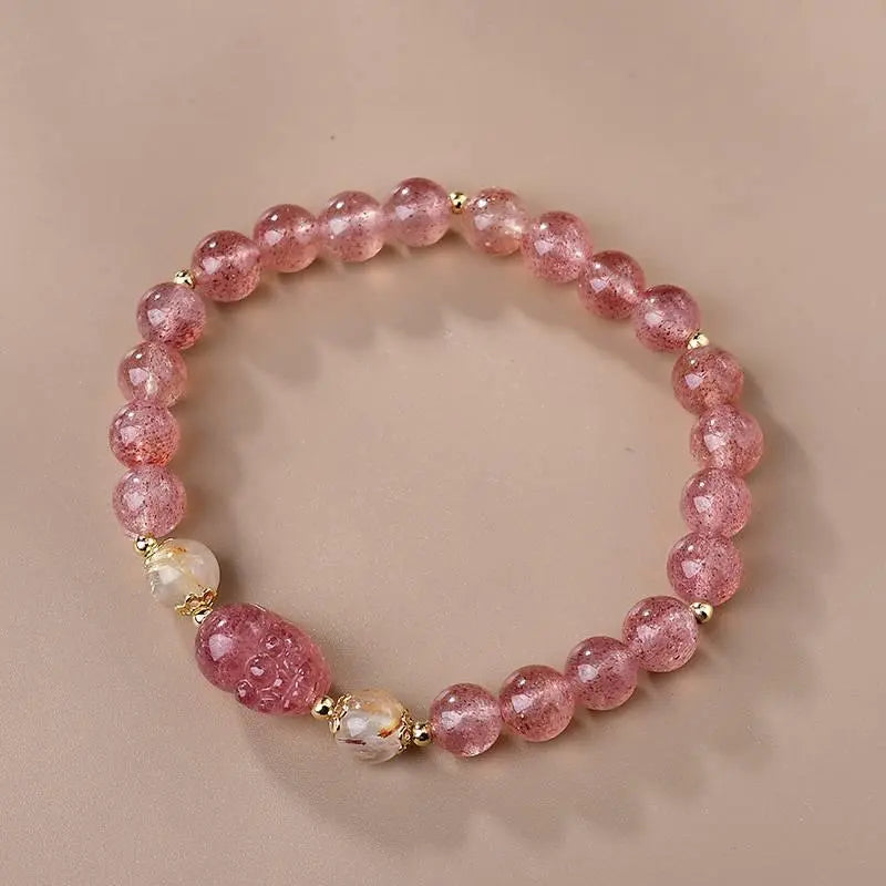 Strawberry Crystal Pixiu Bracelet for Style and Protection Crystal Country Arts and Crafts