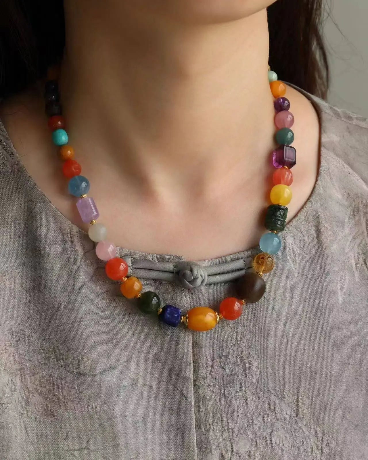 Colorful Retro Glamour Beaded Necklace SHINECRYS Arts and Crafts
