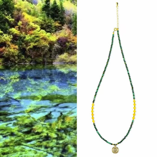 Brilliance Fine Jewelry Rosary Necklace – Light Green and Yellow Beads with Gold Charm SHINECRYS Arts and Crafts