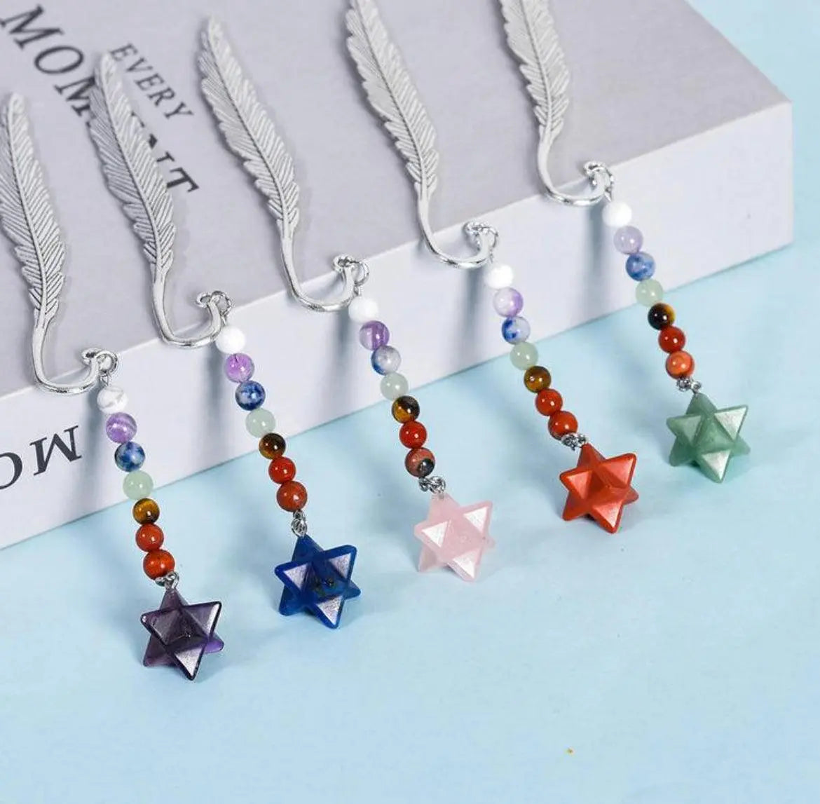 Good Fortune Merkaba Chakra Feather Bookmark | Elegant & Spiritual Design SHINECRYS Arts and Crafts