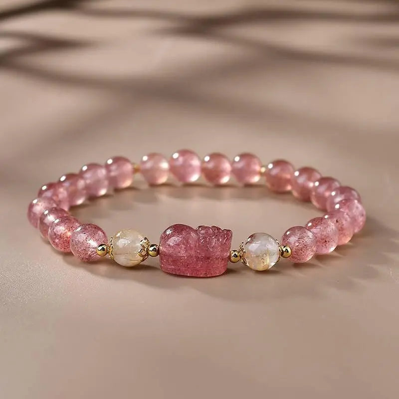 Strawberry Crystal Pixiu Bracelet for Style and Protection Crystal Country Arts and Crafts