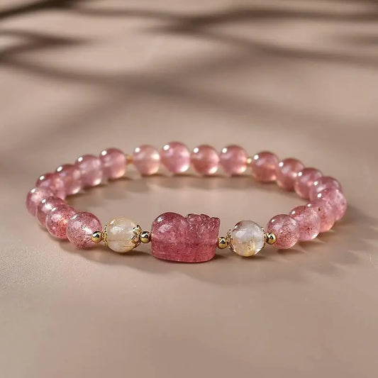 Strawberry Crystal Pixiu Bracelet for Style and Protection Crystal Country Arts and Crafts