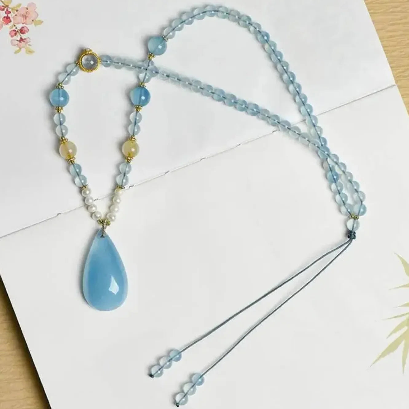Elegant Aquamarine Drop Necklace for Timeless Style - crystal luminious soul
