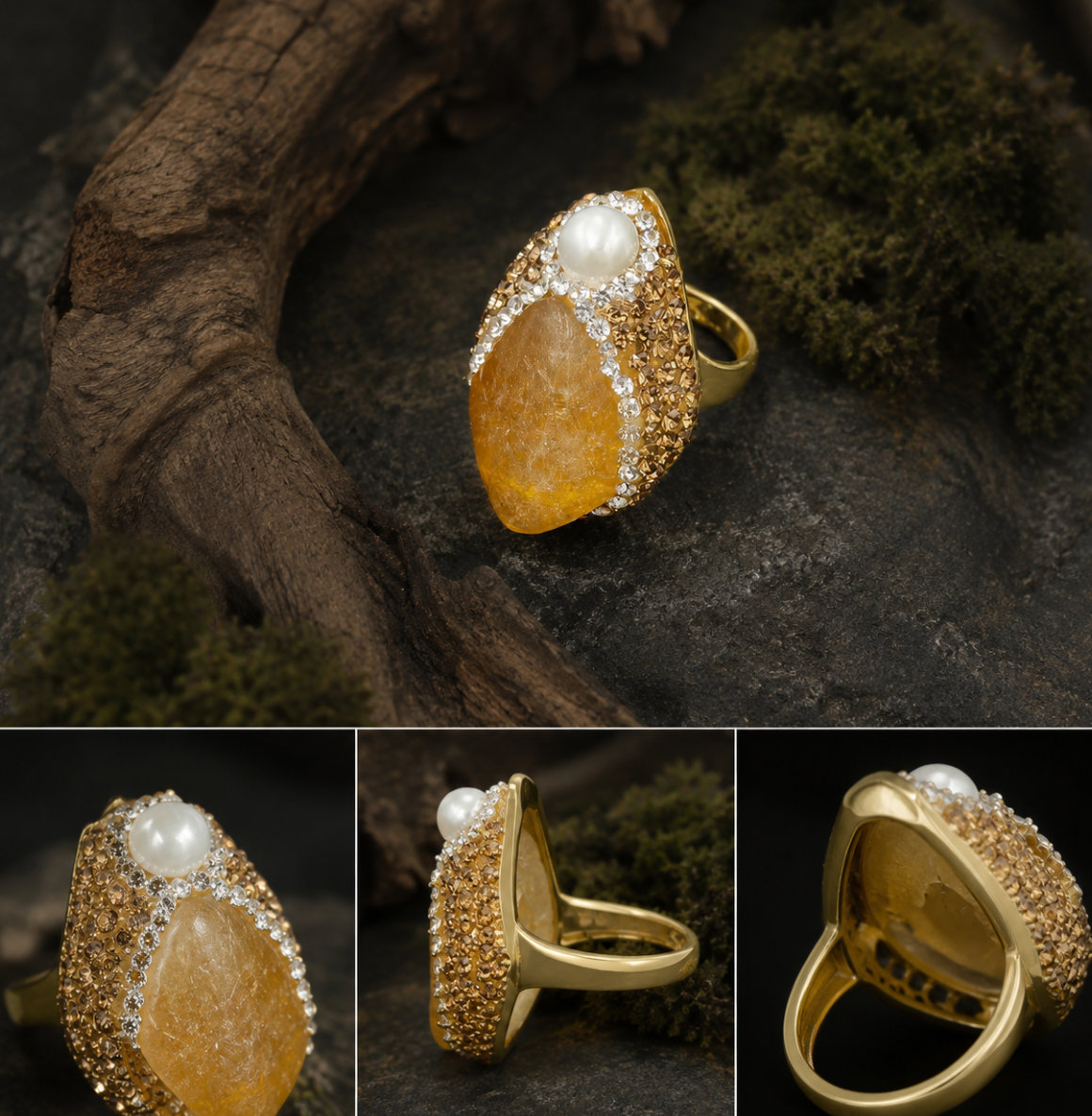 Citrine statement ring inspired by yellow gemstone ring women styles, ideal for elegant daily wear.