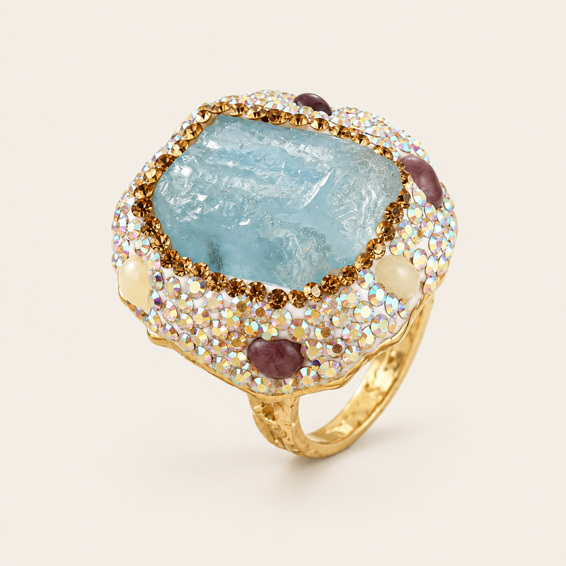 Sea-Lit Aquamarine Statement Ring