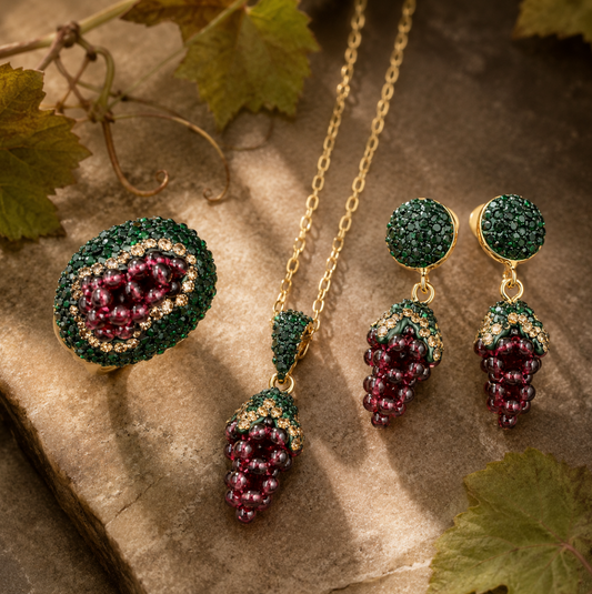 Garnet Grape Whisper – elegant garnet jewelry set with natural deep red garnet stones